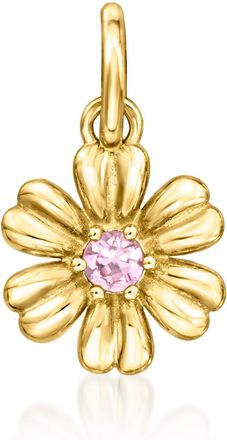 RS Pure by Ross-Simons Pink Sapphire Flower Charm in 14kt Yellow Gold