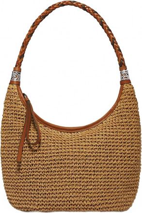 Brighton Womens Shelby Straw Shoulder Bag In Luggage-Wheat