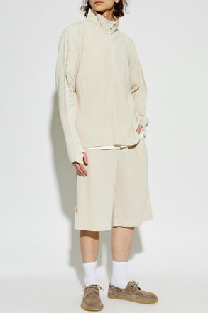 Homme Pliss&eacute; Issey Miyake Pleated Sweatshirt, Mens, Cream