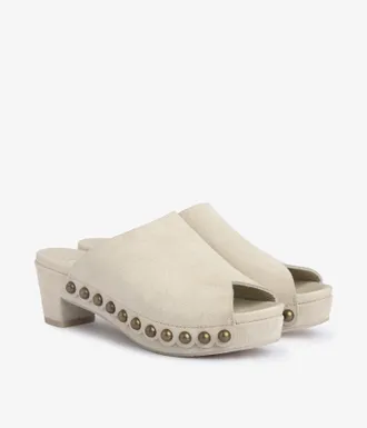 Pedro Garcia Clog in white suede with metallics studs | Nain | Spring Summer 26 | PEDRO GARCIA