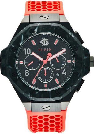 Philipp Plein Three Hand Quartz Chronograph Silicone Strap Watch, 46mm in Ip Black at Nordstrom