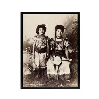 Artery8 Burton Brothers Photograph of Samoan Princesses Framed Canvas Art in Brown | Size: W24 x H32