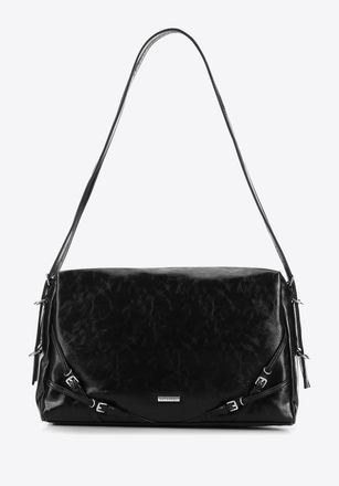 Wittchen Dames shopper met decoratieve hengsels, zwart, eco-leer