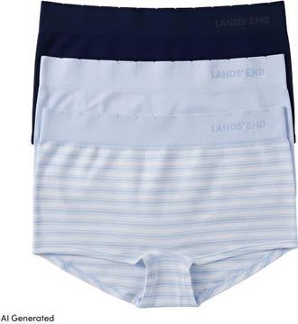 Lands End Mid Rise Boyshort Soft Fit Seamless 3 Pack Panties in Sky Stripe Pk at Nordstrom, Size Small