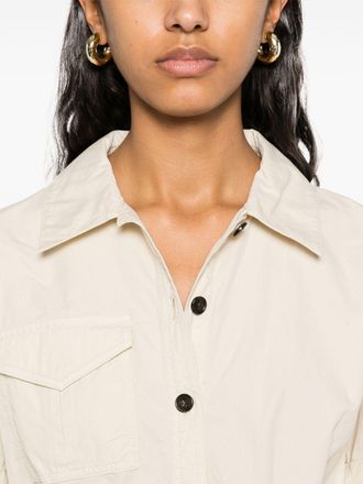 Woolrich Belted Cotton Shirt Dress - Cream