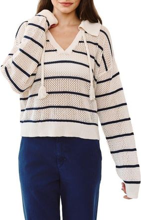 Bella Dahl Tassel Tie Cotton Mesh Stitch Sweater in Ink Stripe at Nordstrom, Size X-Small