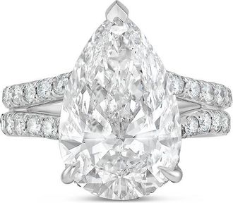 Diana M. Jewels Platinum 15ct lab grown pear diamond Micropav&eacute; Split Shank Ring