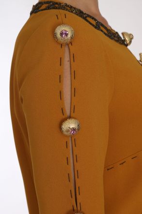 Dolce & Gabbana Womens Brown Mini Crystal Embellished Dress Rayon