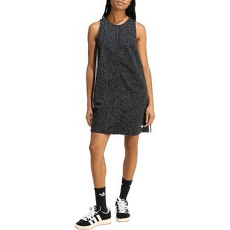 adidas Originals Animal Print Sleeveless Shift Dress in Black/Grey Six at Nordstrom, Size X-Small