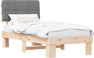 vidaXL Bed Frame with Upholstered Headboard Light Grey 75 x 190 cm vidaXL
