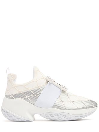 Roger Vivier◆45mm Viv Run クリスタル＆テックスニーカー ROGER VIVIER Viv Run ストレッチ メッシュ レザー スニーカー