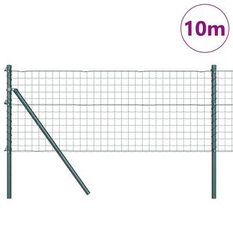 Berkfield Home Green Euro Fence with 7 Posts 0.8x10 m Galvanised Steel Green