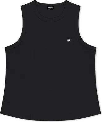 Dalix Lil Heart Cotton Jersey Tank in Black at Nordstrom, Size Xx-Large