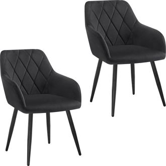 Woltu Sillas De Comedor Silla Reposabrazos Silla Tapizada Con Respaldos Sillas Nordicas Silla Para Comedor Sal&oacute;n Dormitorio Cocina Pasillo Negro Terciopelo 