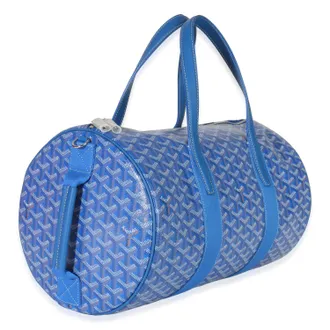 Goyard Mens Sky Blue Goyardine Barrel 40 Sports Bag Coated Canvas Handbag