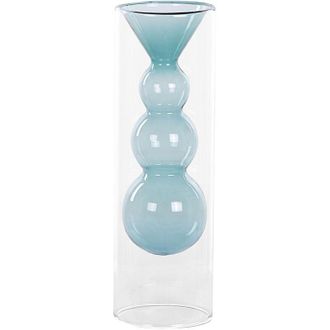 Beliani Florero De Vidrio Transparente Azul Turquesa 27 Cm Patr&oacute;n Irregular Kalochi