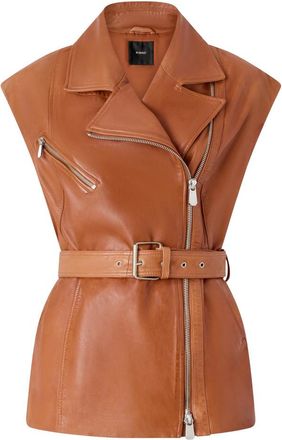 Pinko Brown Solid Notched Lapel Jacket