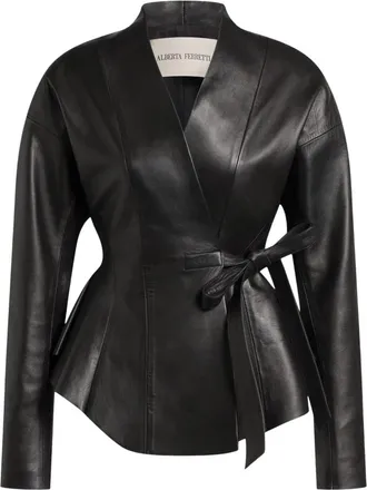 Alberta Ferretti Leren Jas - Dames - Leren en Su&egrave;de Jassen - Zwart - S - Leer - Jassen