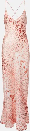 Roberto Cavalli Leopard-print silk satin dress