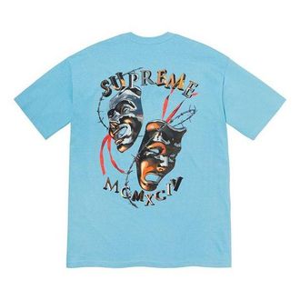 SUPREME SS20 Week 1 Laugh Now Tee Thorns Smiling Face Printing Short Sleeve Unisex Blue SUP-SS20-291