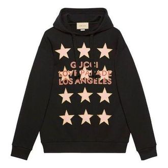 Gucci (WMNS) Gucci Logo Love Parade Cotton Hoodie Black 615061-XJEQO-1082