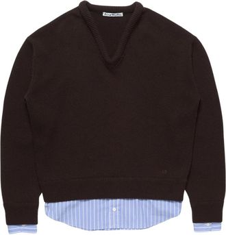 Acne Studios Gelaagde Wol Trui - Dames - V-hals truien - Bruin - S - Wol - Truien & Vesten