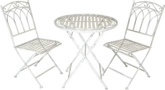 Charles Bentley Rustic Wrought Iron Outdoor Bistro Set - Antique White