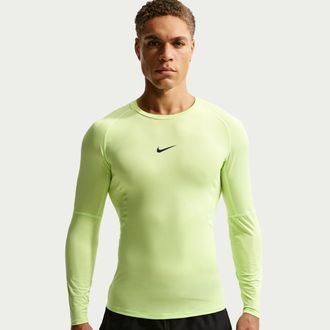 Nike Mens Nike Pro Dri-FIT Tight Long-Sleeve Fitness Top in Green | FB7919-360