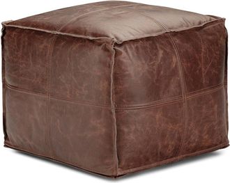 Simpli Home Sheffield Boho Square Pouf
