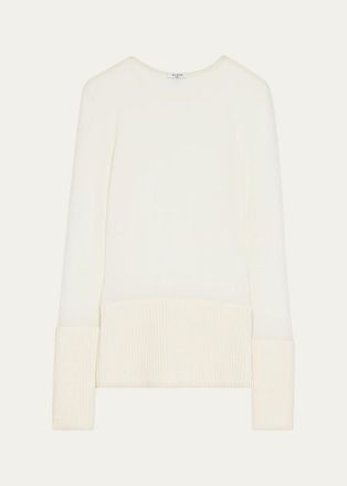 Alaia Merino Wool Long-Sleeve Crewneck Top