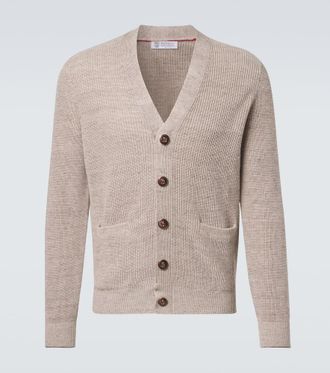 Brunello Cucinelli Cardigan in lino e cotone a coste