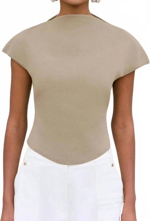 Cult Gaia Virginiana Cropped Knit Top In Nutmeg