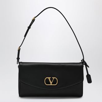 Valentino Garavani Devain VLogo leather clutch shoulder bag in black