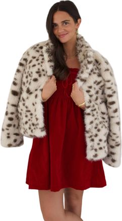 Bailey Rose Leopard Fur Coat In Beige