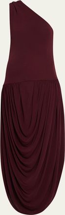 Brandon Maxwell Mila Draped One-Shoulder Maxi Dress