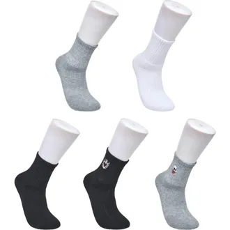 Ed Hardy Heart Skull Embroidery Half Cushion Mid Crew Sock 5-Pack in Black White Grey at Nordstrom