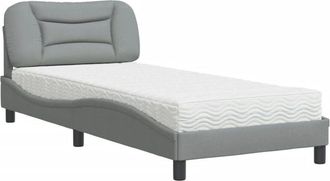 vidaXL Cama Con Colch&oacute;n Hvar Tela Gris Claro 90x200 Cm Vidaxl