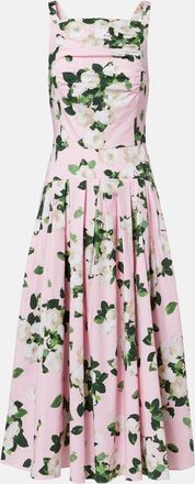 Carolina Herrera Abito midi in misto cotone pliss&eacute;