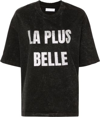 LouLou glitter-print washed T-shirt - women - Cotton - M - Black