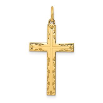 Diamond2Deal 14k Yellow Gold Laser Designed Cross Pendant