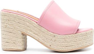 Moschino leather espadrilles - women - Calf Leather/Calf Leather/Rubber/Jute - 36 - Pink