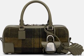 Loewe Amazona 23 leather-trimmed tartan tote bag