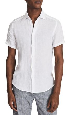 Reiss Caprice Leaf Appliqu&eacute; Snap-Up Western Shirt in White at Nordstrom, Size Small