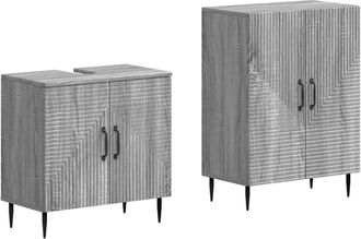 vidaXL Juego De Gabinete De Ba&ntilde;o De 2 Piezas Haarlem Sonoma Gris Vidaxl