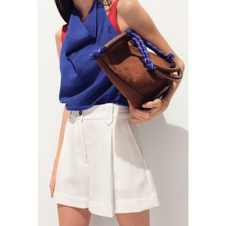 H&M Pleat-front shorts in White at Nordstrom, Size 12