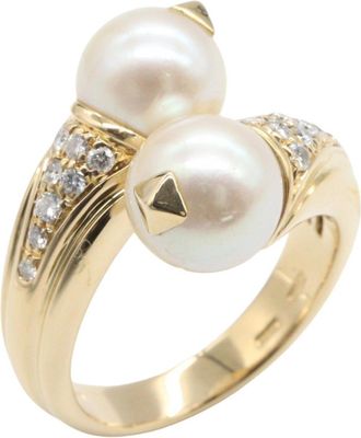 Bulgari Gold Clear White Yellow Gold (18K) Band Ring (Pre-Owned)