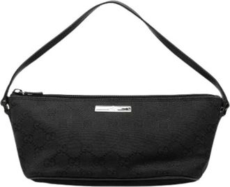 Gucci Pre-owned Shoulder Bags, female, Black, Size: ONE SIZE Pre-owned Canvas Shoulder Bag