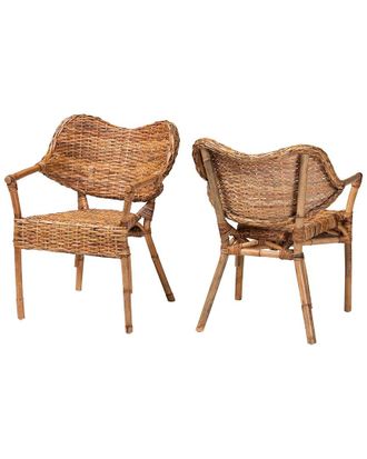 Baxton Studio Tara 2Pc Natural Rattan Dining Chair