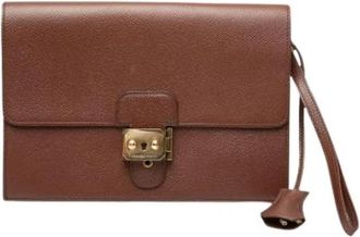 Herm&egrave;s Pre-owned Jet Pochette - Dames - Vintage Clutch - Bruin - ONE Size - Leer - Vintage