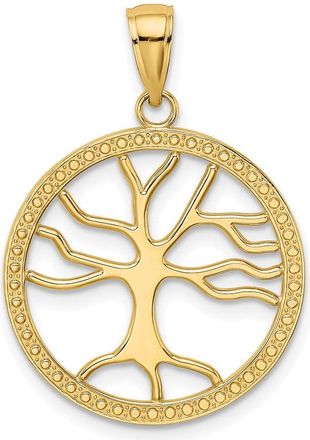 Diamond2Deal 14k Gold Large Tree Of Life In Round Frame Charm